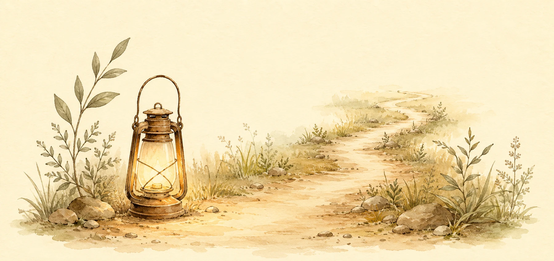 A small lantern beside a quiet path.