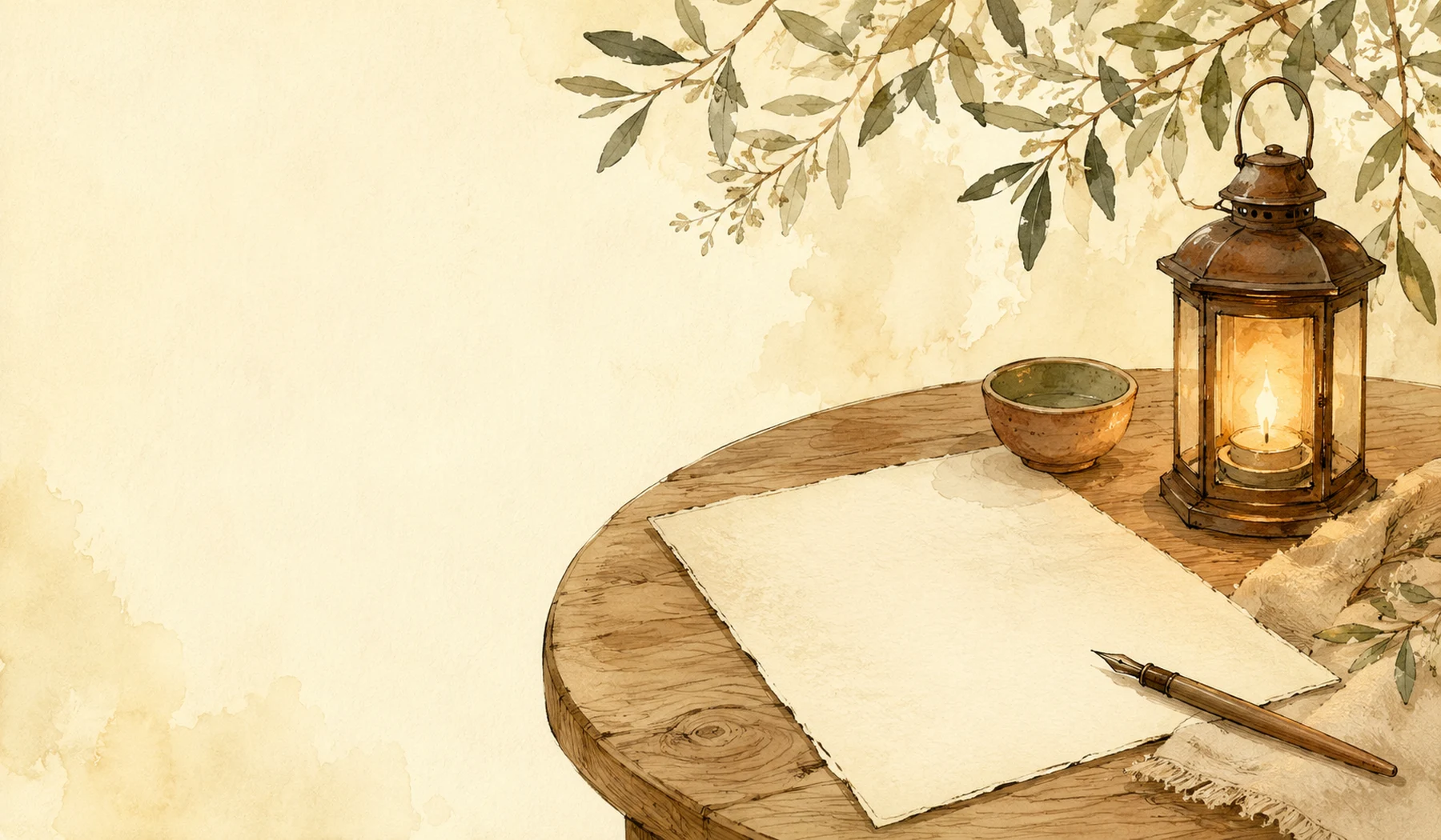 A sealed letter beside a warm lantern and leaves, suggesting careful correspondence.